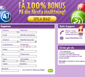 belisbingo 100 kr gratis
