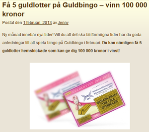 Spela bingo på Guldbingo i februari – få 5 Guldlotter gratis!