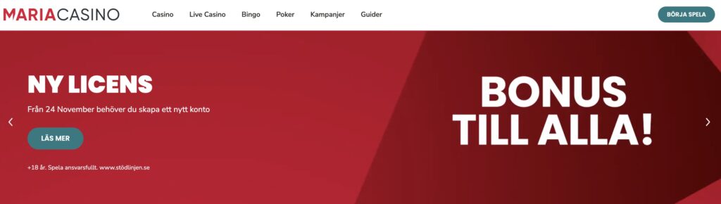 Maria erbjuder 20 kr gratis utan insättning!